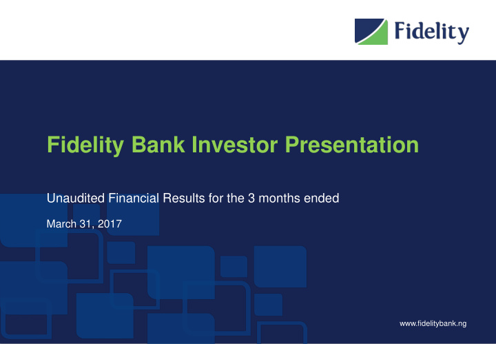 fidelity bank investor presentation