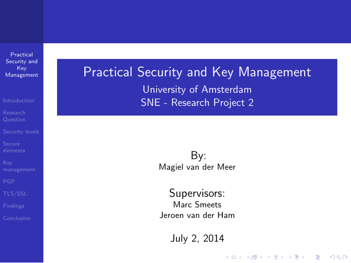 practical security and key management