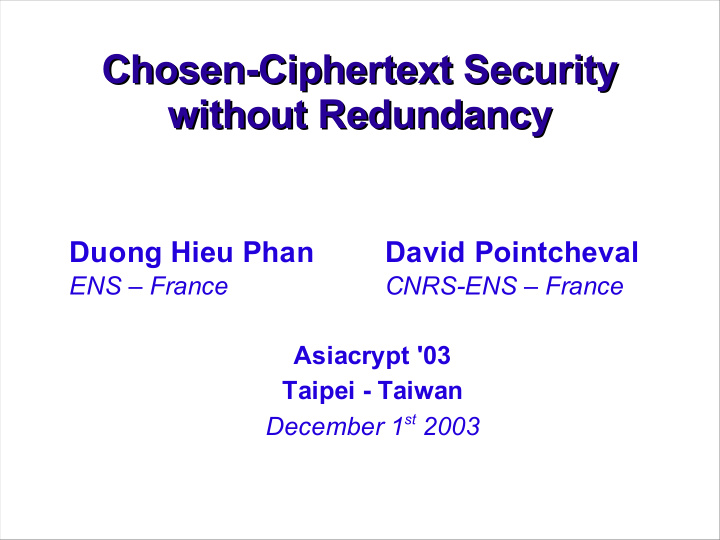 chosen ciphertext security chosen ciphertext security