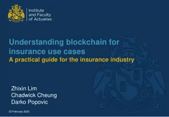 Understanding blockchain for  insurance use cases  A practical guide for the insurance industry