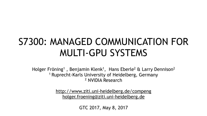 s7300 managed communication for multi gpu systems