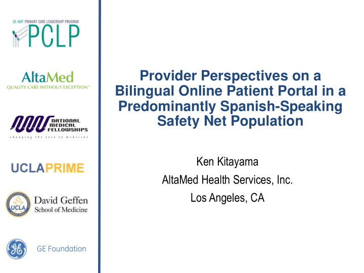 provider perspectives on a bilingual online patient