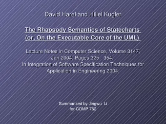 Jan 2004, Pages 325 - 354.  Jan 2004, Pages 325 - 354.  In Integration of Software Specification
