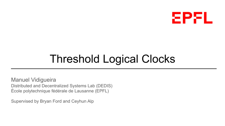 threshold logical clocks