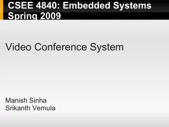Video Conference System  Manish Sinha  Srikanth Vemula  Project Overview  Top frame of screen