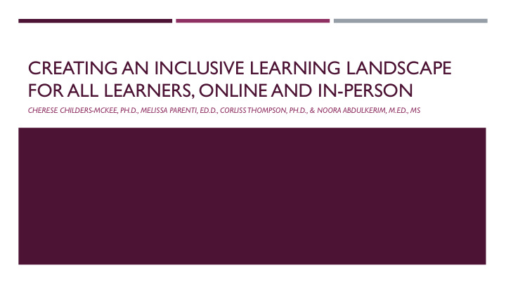 creating an inclusive learning landscape