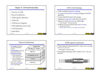 1  Virtual Channel Connection Uses  Advantages of Virtual Paths (VP) &amp; Virtual Channels (VC)