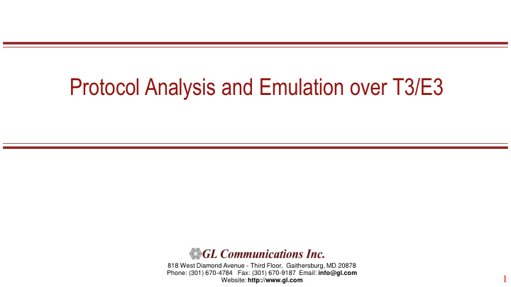 protocol analysis and emulation over t3 e3