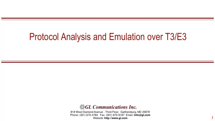 protocol analysis and emulation over t3 e3