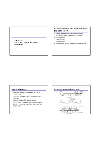 1  Asynchronous - Behavior  Synchronous - Bit Level   In a steady stream, interval between