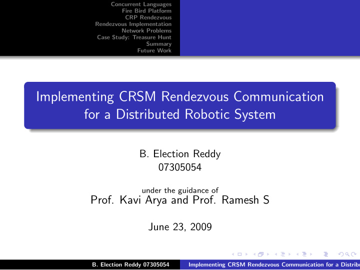 implementing crsm rendezvous communication for a