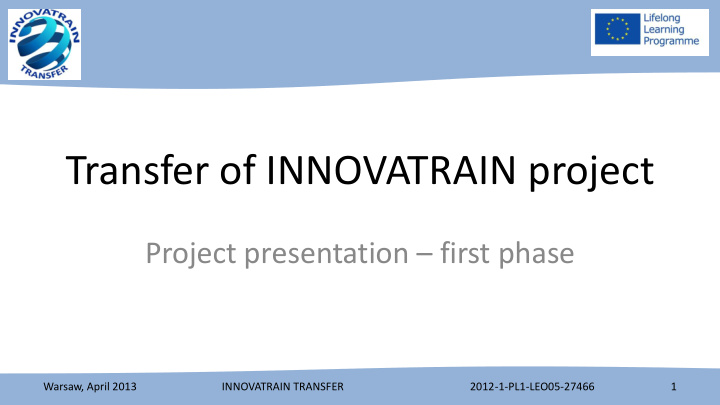 transfer of innovatrain project