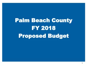 FY 2018  FY 2018  Pr  Proposed  oposed Budget  Budget  1  Impo  mportant  ant M  Meet  eeting  ing