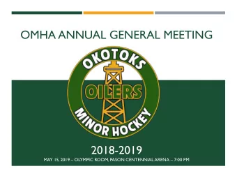 2018-2019 MAY 15, 2019  OLYMPIC ROOM, PASON CENTENNIAL ARENA  7:00 PM  AGENDA  Roll Call of
