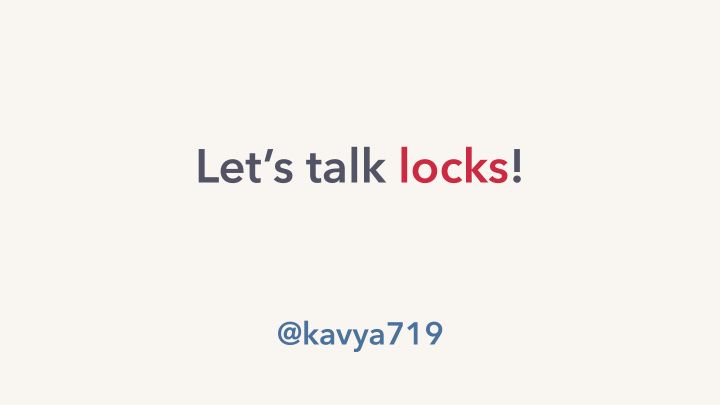 let s talk locks
