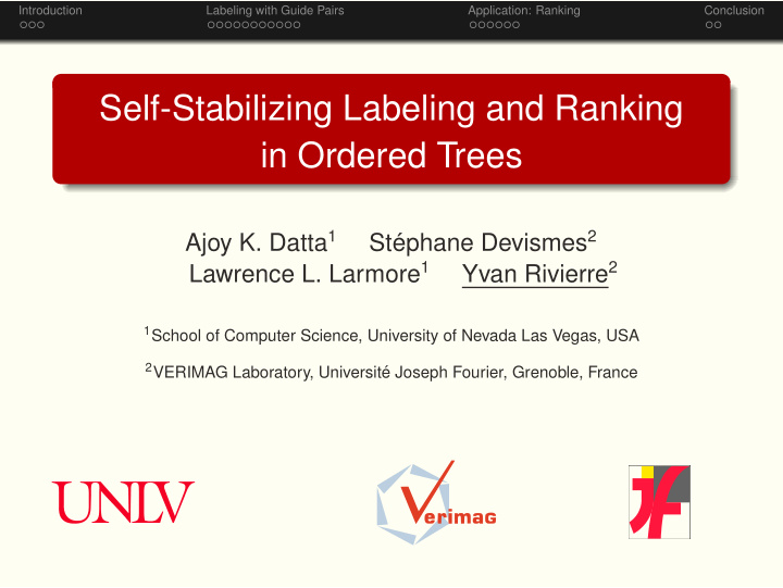 self stabilizing labeling and ranking in ordered trees