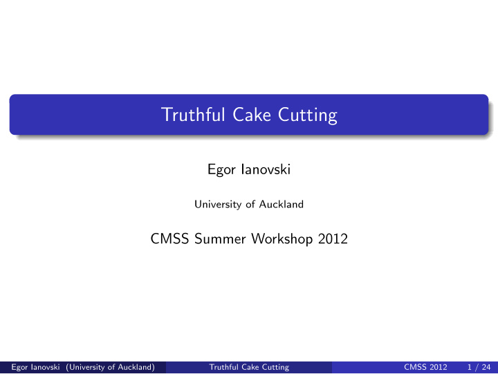truthful cake cutting