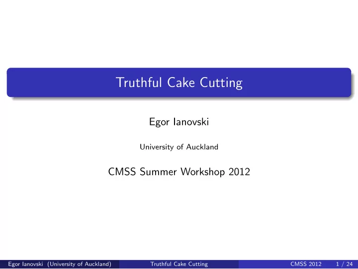 truthful cake cutting