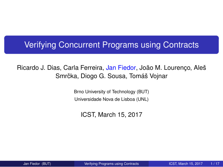 verifying concurrent programs using contracts