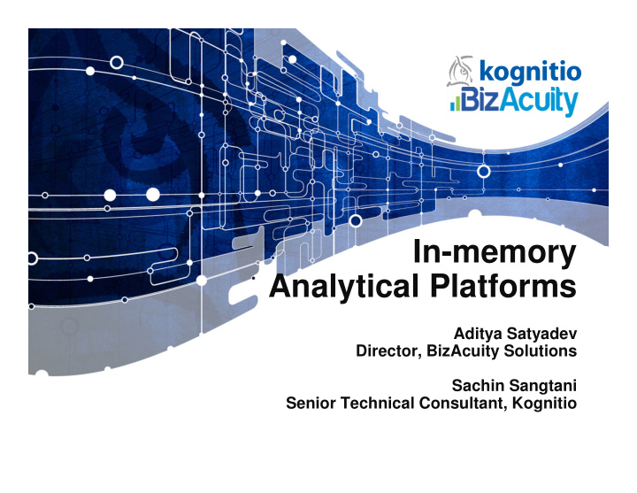 in memory in memory analytical platforms