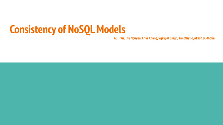 consistency of nosql models