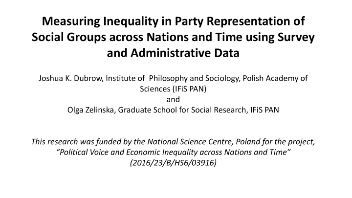 measuring inequality in party representation of