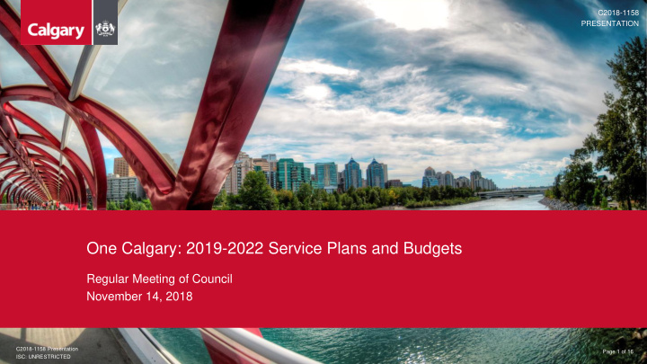 one calgary 2019 2022 service plans and budgets
