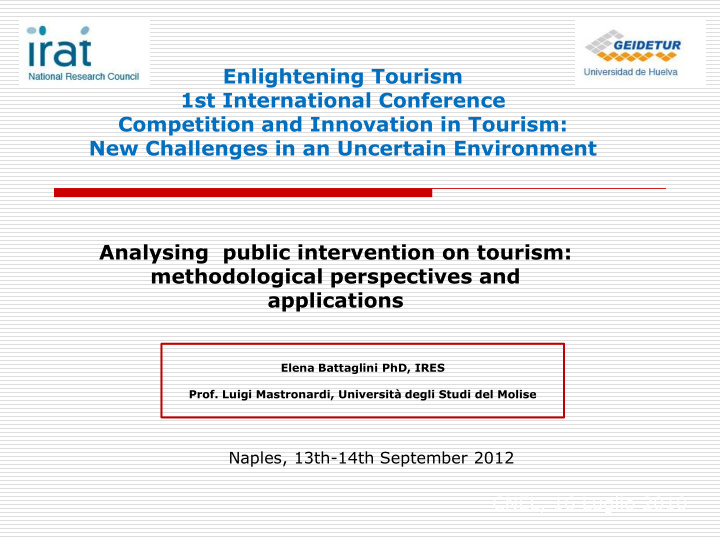 enlightening tourism 1st international conference