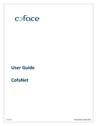 User Guide CofaNet V 2.21 November 22nd 2015 1. INTRODUCTION