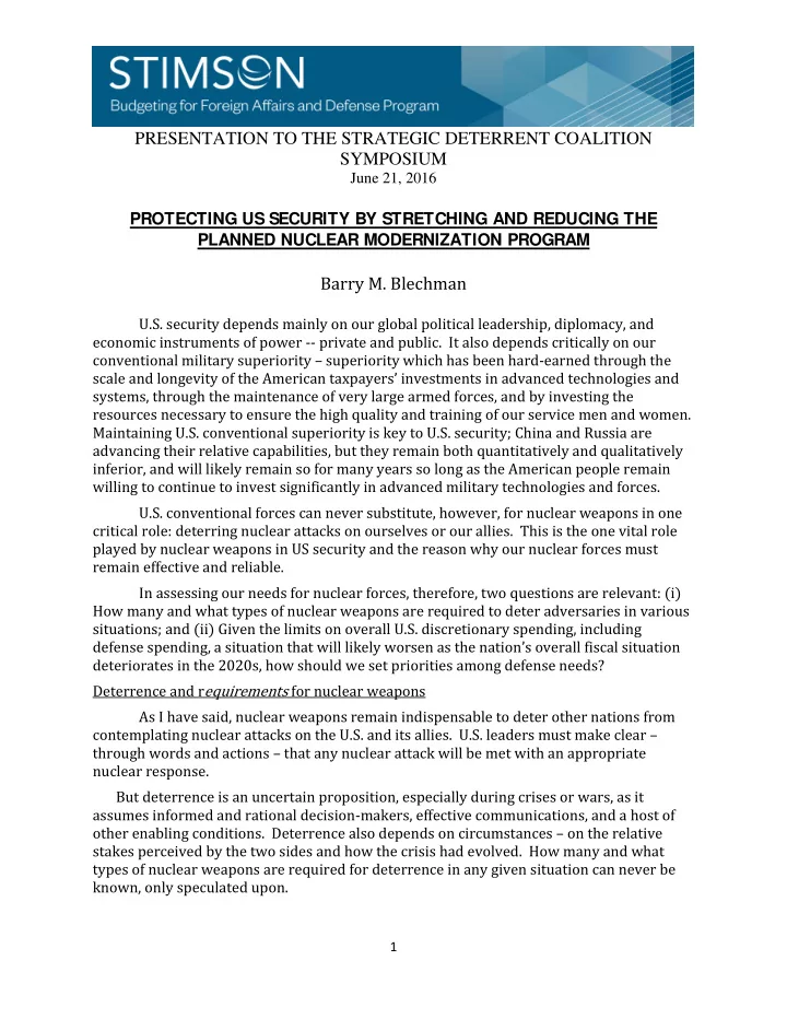 presentation to the strategic deterrent coalition