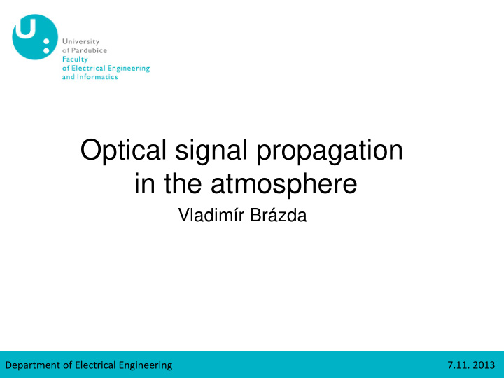 optical signal propagation in the atmosphere