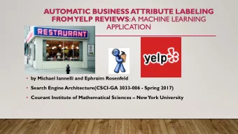 AUTOMATIC BUSINESS ATTRIBUTE LABELING  FROM YELP REVIEWS : A MACHINE LEARNING  APPLICATION  by
