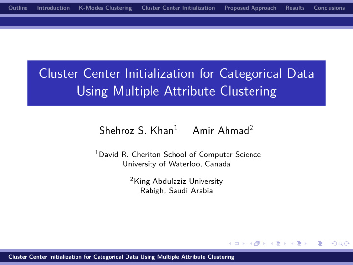 cluster center initialization for categorical data using