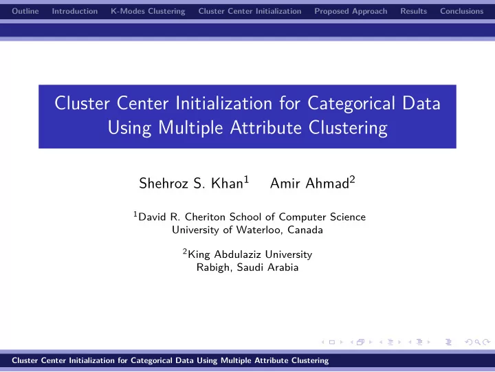cluster center initialization for categorical data using