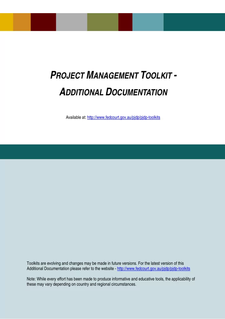 p roject m anagement t oolkit