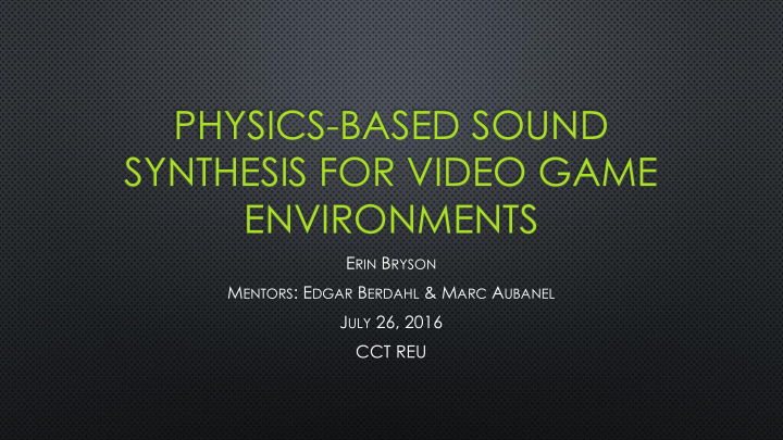 physics based sound