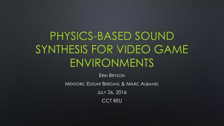 physics based sound
