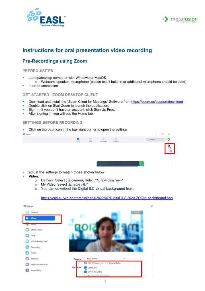 instructions for oral presentation video recording