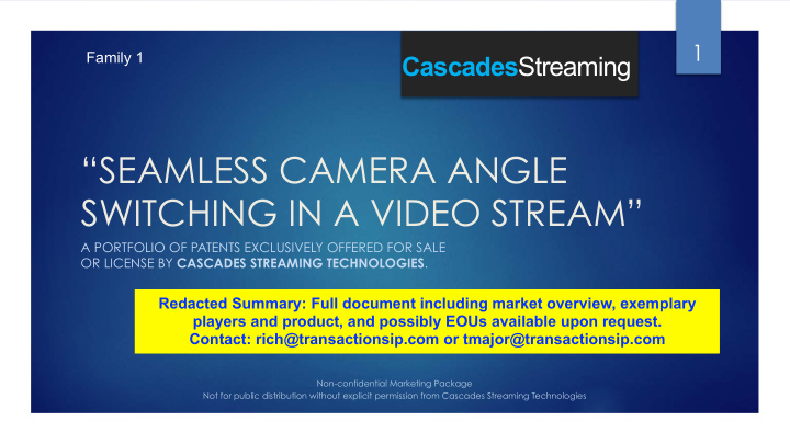 seamless camera angle switching in a video stream