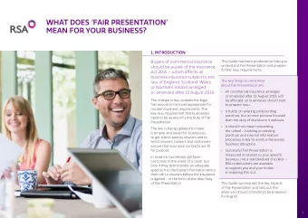WHAT DOES FAIR PRESENTATION  MEAN FOR YOUR BUSINESS?  1. INTRODUCTION  This Guide has been