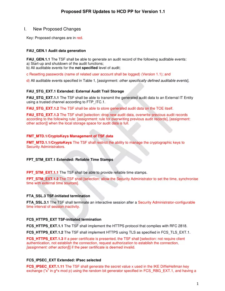 proposed sfr updates to hcd pp for version 1 1 i new