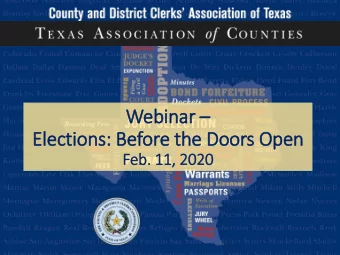 Webinar  r   Elec  ectio  ions: Befor  ore t  e the Door  oors O  Open  en  Feb. 11,  11, 2  202