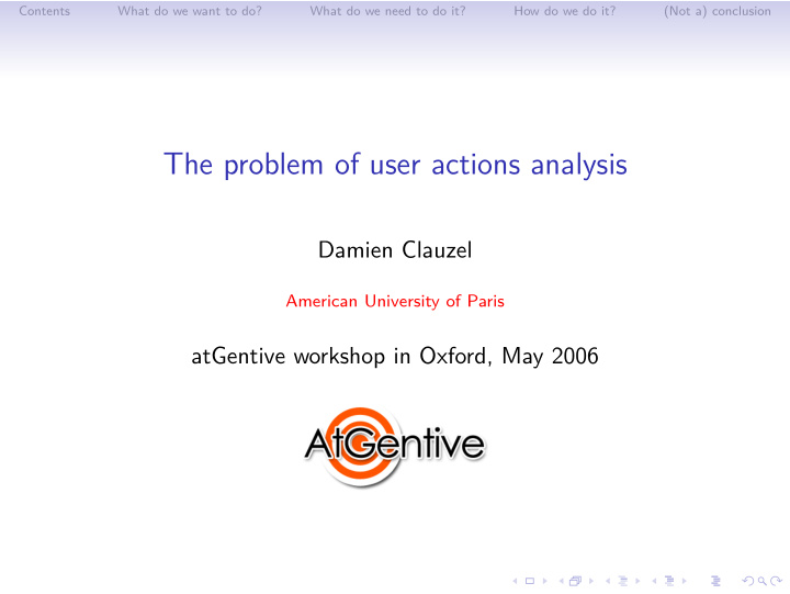 the problem of user actions analysis