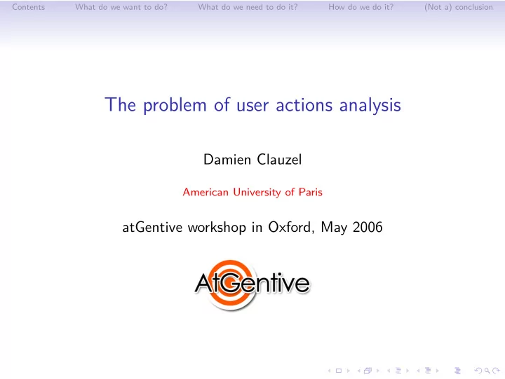 the problem of user actions analysis