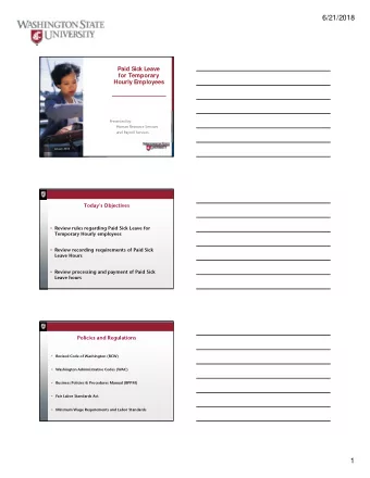 6/21/2018  Paid Sick Leave  for Temporary  Hourly Employees  Presented by:  Human Resource Services