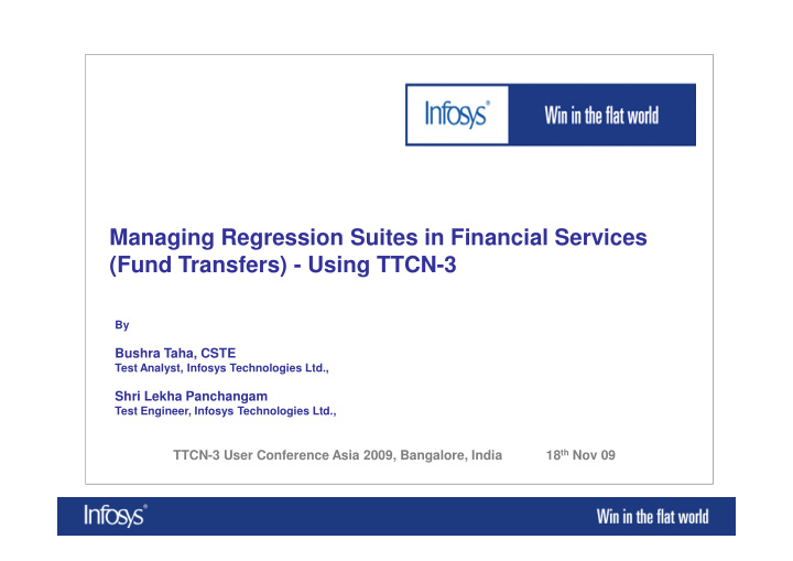 managing regression suites in financial services fund