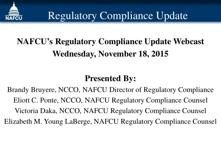 regulatory compliance update