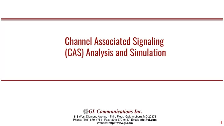 channel associated signaling cas analysis and simulation