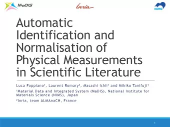Automatic  Identification and  Normalisation of  Physical Measurements  in Scientific Literature