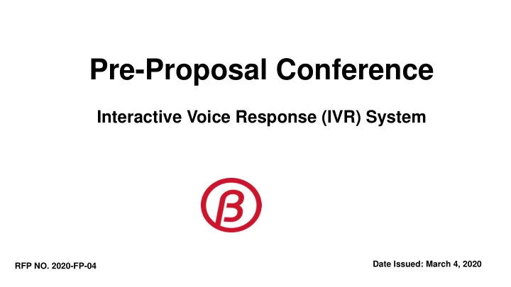 pre proposal conference